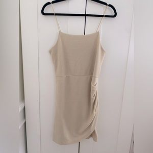 MANGO Size S Party Dress - Mini Dress with Gold Thread Sparkle, Spaghetti Straps